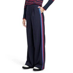 La Ligne X Target Wide-Leg Pants Size 4X Blue Red Pinstripe Elastic Waist NWT